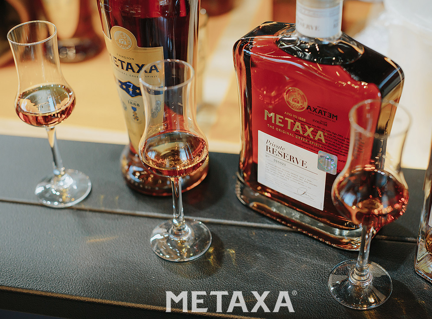 Metaxa Glass Glasses 0.35 L Wine Brandy Relief Logo Gastro Bar Anygoods Bottle Pourer Set of 6 